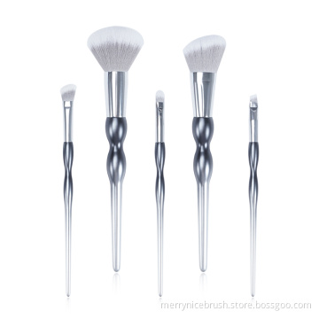 Merrynice new arrival private label silver black gradient handle 5Pcs brush makeup brush set